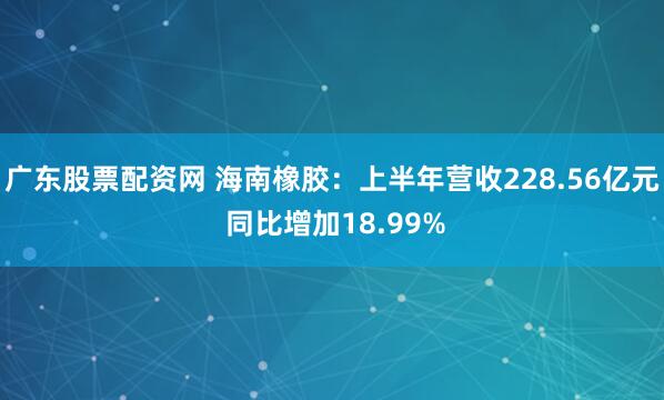 广东股票配资网 海南橡胶：上半年营收228.56亿元 同比增加18.99%